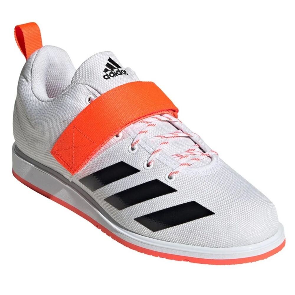 Adidas Powerlift 4 Cross Trainer Weightlifting Shoes White/Black/Neon Orange 8.5